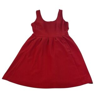 Banana Republic Red Fit & Flare Corduroy Sleeveless Dress Size 12 Pockets A-Line